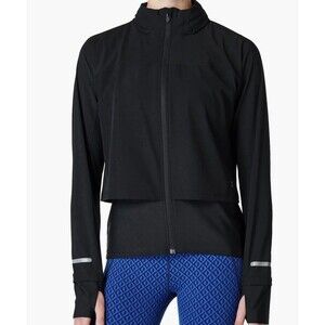 Sweaty Betty Women's Fast Track Running Zip-Up Jacket Activewear, Hooded Black M